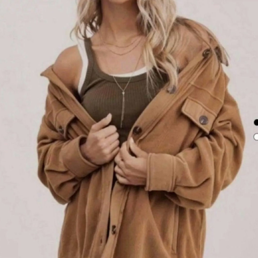 Oversized Tan Teddy Jacket - Casual Cozy Coat